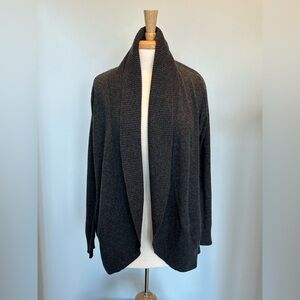 Quince Mongolian 100% Cashmere Open Cardigan Sweater NWT Size L color Charcoal